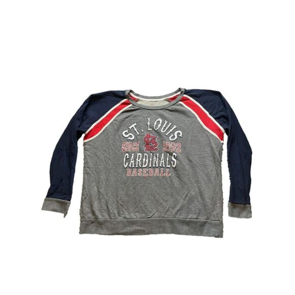 St Louis Cardinals Sweatshirt Adult Extra‎ Large Gray Baseball MLB Raglan Mens